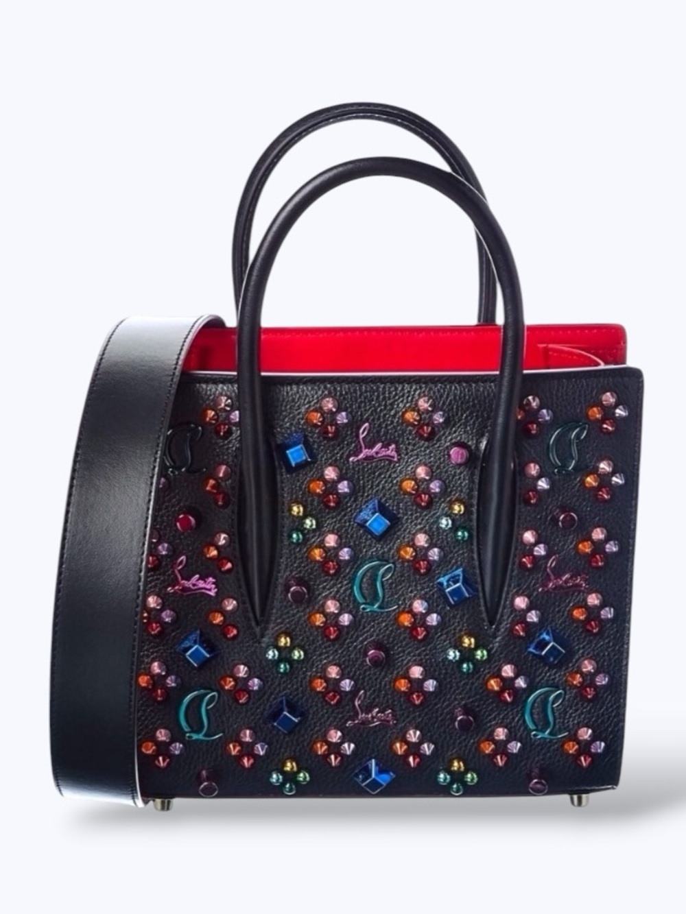 Christian Louboutin Calfskin Paloma S Mini Black Multicolor Loubinhesky Bag